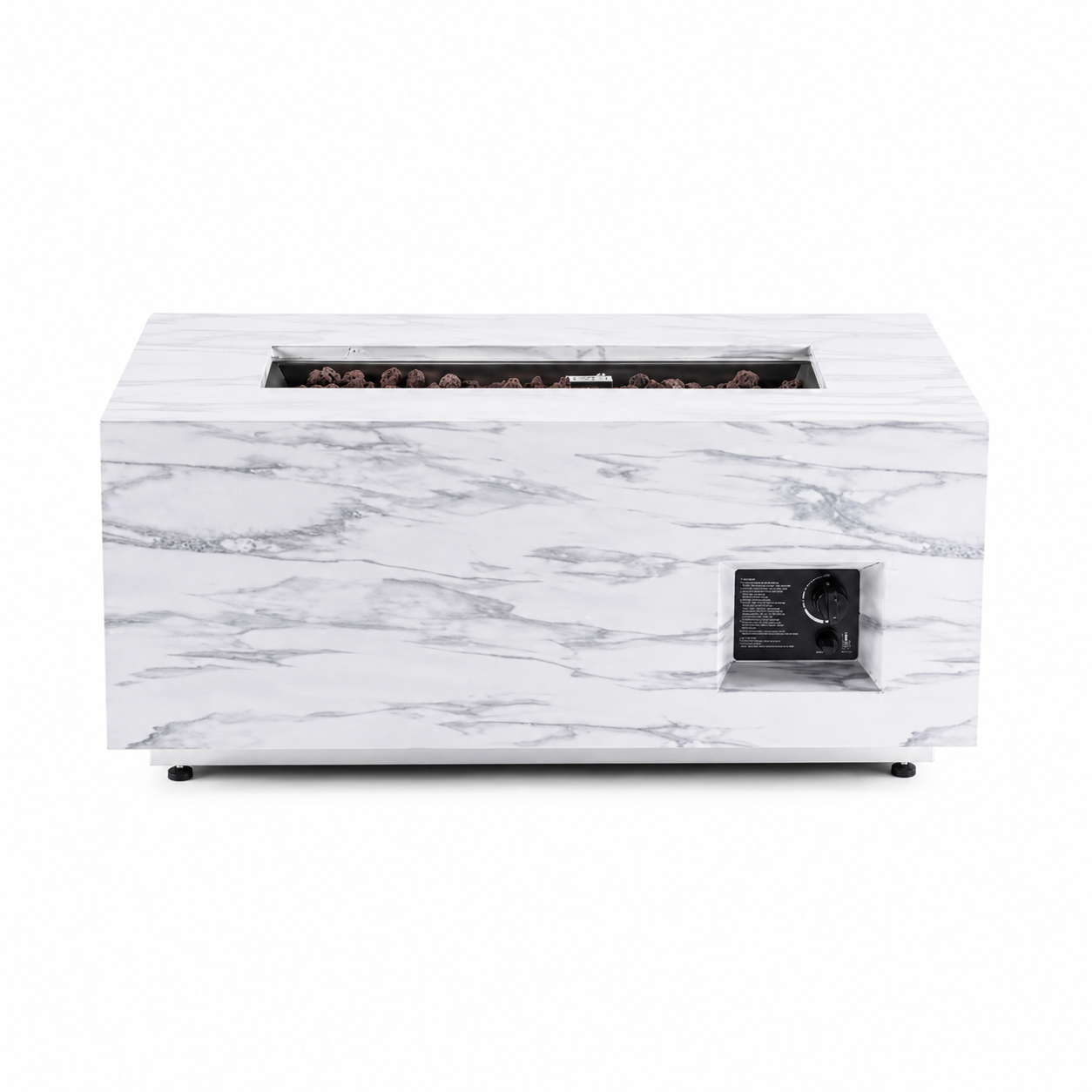 42 In. L X 20 In. D X 18.5 In. H 50000 BTU Outdoor Rectangle Propane Light Gray Fire Pit Gas Table