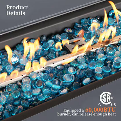 56 In. Rectangular Outdoor Magnesium Oxide Dark Gray Fire Pit Table with Gas Tank Cover