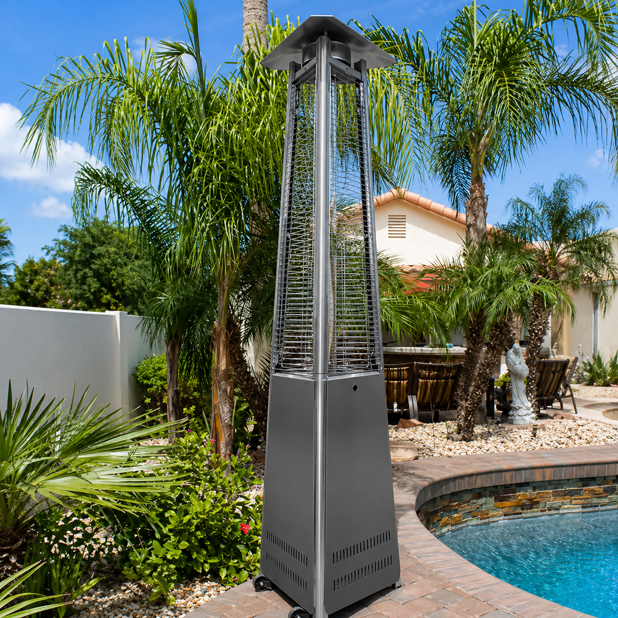 38,000 BTU Commercial Stainless Steel Quartz Tube Propane Patio Heater