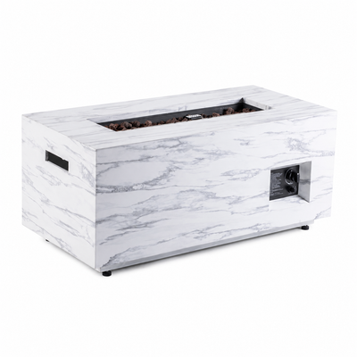 42 In. L X 20 In. D X 18.5 In. H 50000 BTU Outdoor Rectangle Propane Light Gray Fire Pit Gas Table