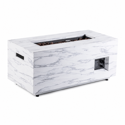 42 In. L X 20 In. D X 18.5 In. H 50000 BTU Outdoor Rectangle Propane Light Gray Fire Pit Gas Table