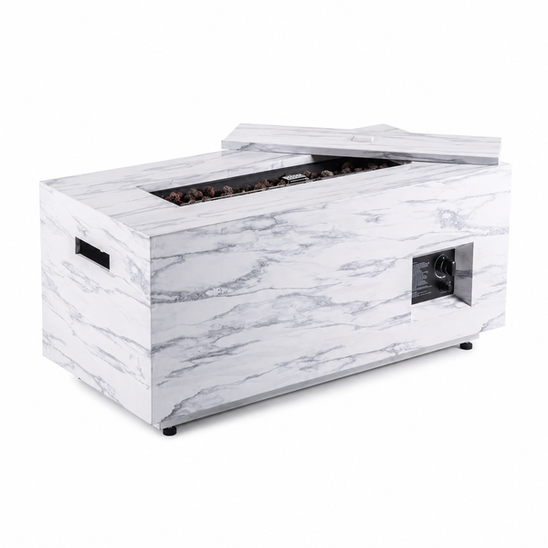42 In. L X 20 In. D X 18.5 In. H 50000 BTU Outdoor Rectangle Propane Light Gray Fire Pit Gas Table