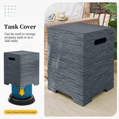 56 In. Rectangular Outdoor Magnesium Oxide Dark Gray Fire Pit Table with Gas Tank Cover