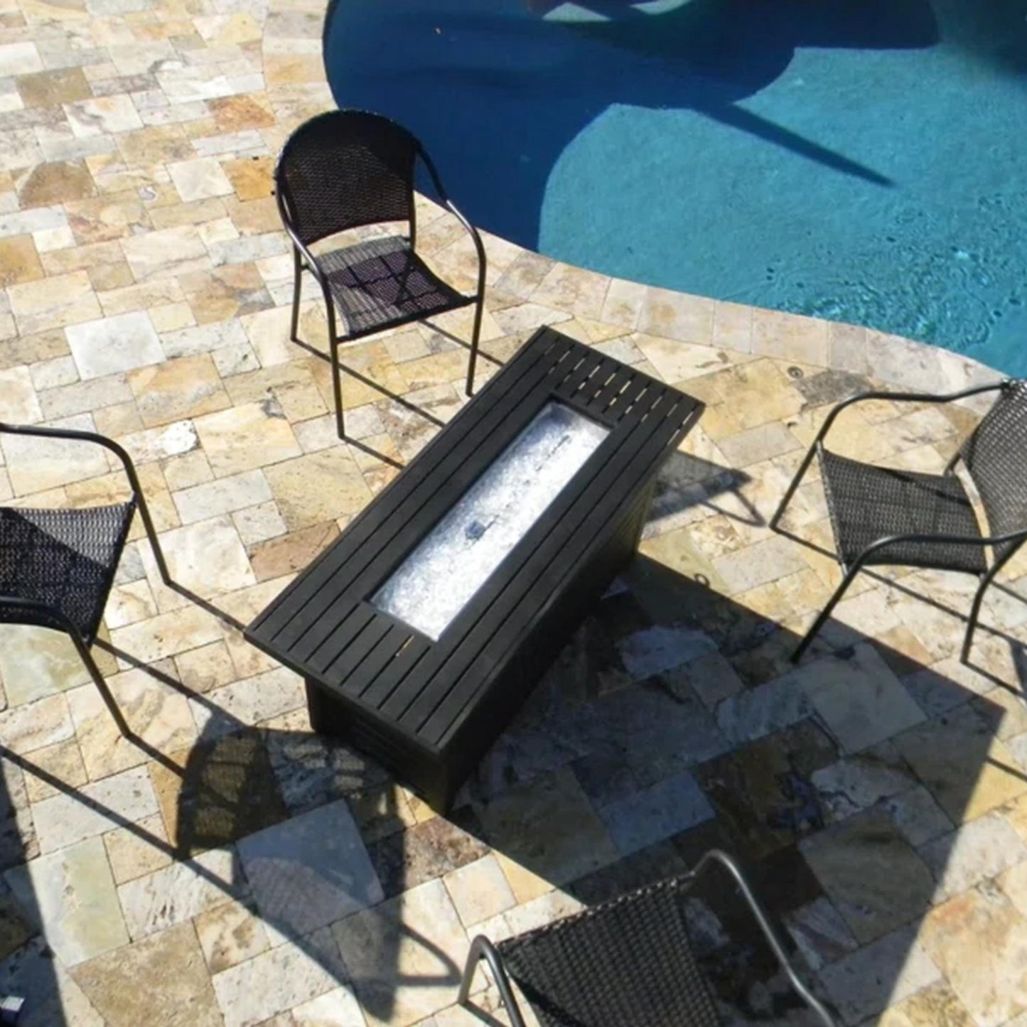 Sink Rectangle Aluminum Propane Smokeless Fire Pit Table with Hidden Fuel Tank